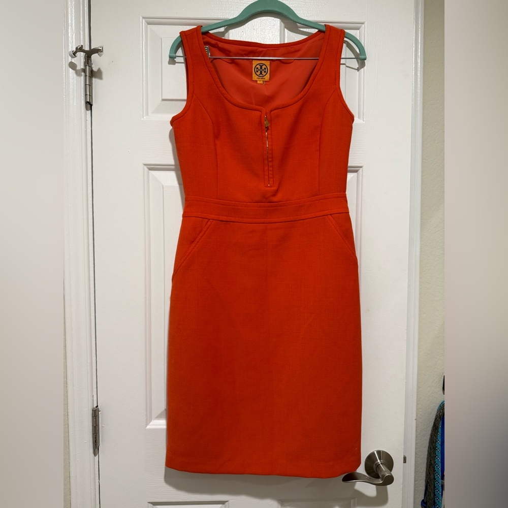 Tory Burch Vibrant Orange Midi Dress